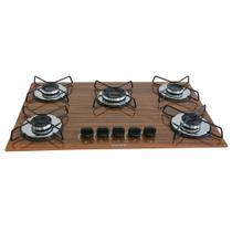 Cooktop Gás 5 Bocas Ultra Chama 127v 220v Bivolt Amadeirado - Chamalar