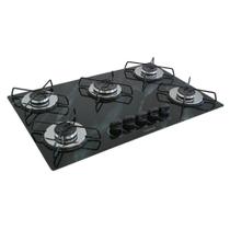 Cooktop Gás 5 Bocas Ultra Chama 127v 220v Bivolt Marmorizado acendimento automatico - Chamalar