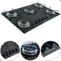 Cooktop Gás 5 Bocas Ultra Chama 127v 220v Bivolt Preto Acendimento automatico - Chamalar