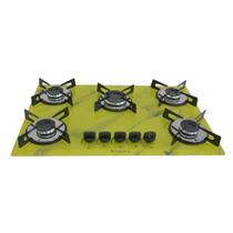 Cooktop gás 5 bocas Ultra Chama 127v 220v Marmorizado Amarelo - Chamalar