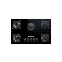 Cooktop gas mesa vidro preto 5 bocas