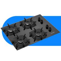Cooktop Mueller 4 Bocas com Queimador Ultra Chama Preto Bivolt