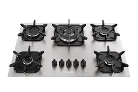 Cooktop Mueller 5 Bocas de Alumínio com Queimador Tripla Chama MCG5BK