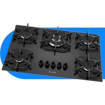 Cooktop Mueller 5 bocas Preto com Queimador Tripla chama - Bivolt