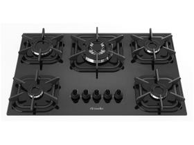 Cooktop Mueller 5 bocas Preto com Queimador Tripla chama - Bivolt