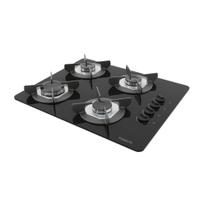 Cooktop Safe 4 Bocas Fogatti Preto Vidro 6mm Temperado GLP com Ferro Fundido Bivolt