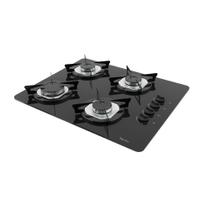 Cooktop Terim à Gás TRM 4B Vidro Preto Flange Inox