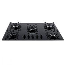 Cooktop Vidro a Gás 5 Bocas 75x52cm Bivolt Preto Tron
