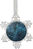 Cool Blue Night Sky Galaxy Padrão Desaúdo Ornamentos de Flocos de Natal Personalizados Decoração de Árvore de Natal Decoração de Aço Inoxidável - Udoosun