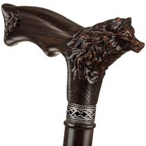 Cool Carved Walking Cane para Homens - Wolf Fenrir - Elegante Cana de Madeira Masculina Unique Walking Stick