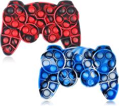 Cool Pop Game Controller Fidget Poppers Push Fidget Pop Toys, pacote barato Rainbow Push Bubble Fidget Sensory Popper, Fidget Pop Toy Boys para alívio do estresse (2 unidades (vermelho+azul))