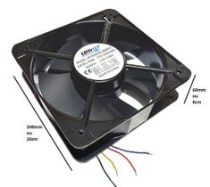 Cooler Bivolt 200x200x60mm - 110/230V - Rolamento 2600RPM 420CFM - Ultrair 4 Fios Sem Conector