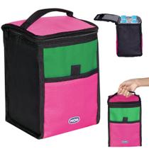 Cooler Bolsa Termica com Alca 5 Litros Rosa com Verde Mor