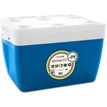 Cooler Caixa Térmica Grande 65L Porta Copos Azul Geladeira - GardenLife