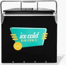 Cooler Caixa Termica Icebox Retro Cold Drinks 15 L Preta