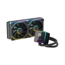 Cooler De Água 240mm PowerTrain X-GAMERX M240 Com Efeitos De Luz ARGB, Tampa Magnética 12V, Display