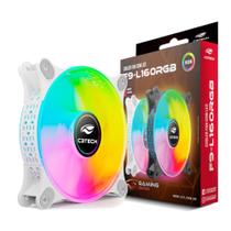 Cooler Fan F9-L160WH C3Tech RGB 120 mm 9 laminas, Rolamento Hidraulico, Molex 4-pinos, 1200 RPM, 30 dBA - Branco