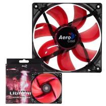 Cooler Fan Gamer Para Gabinete Com Iluminação Led Vermelho Hélice Translúcida 120X120mm 12V Aerocool