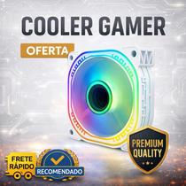 Cooler Gamer Branco RGB 120mm Premium Silencioso com Fundo Infinito Cooler Gamer Branco RGB 120mm Premium Silencioso com Fundo Infinito
