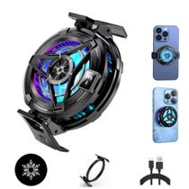 Cooler Gamer para Celular Modelo SL17 RGB Magnético Resfriamento com Alumínio e LED Compatível com Android e Iphone