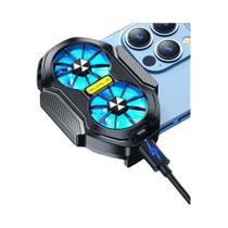 Cooler Para Celular Com Duplo Ventilador Tipo-C Recarregável Luz Azul Para Jogos Android IOS PUBG Cooler Para Celular Com Duplo Ventilador Tipo-C Recarregável Luz Azul Para Jogos Android IOS PUBG