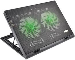 Cooler para Notebook Multilaser Warrior Power Gamer Led Verde Luminoso 2 Entradas USB Integradas Preto AC267