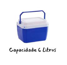 Cooler Pequeno 6 Litros Caixa Térmica Azul C/ Tampa e Alça