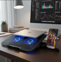 Cooler Suporte Base Refrigerada Para Notebook com suporte de celular Cooler Suporte Base Refrigerada Para Notebook com suporte de celular