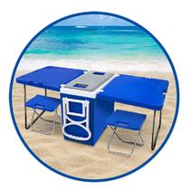 Cooler térmico 5 em 1 - 32l caixa banco azul rodinhas alça isopor praia cerveja - PRAIA ACAMPAMENTO