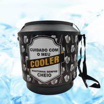 Cooler Térmico Lata de Cerveja Caixa Redondo para 30 Latas Grande Black Adesivado 21 Litros
