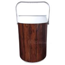 Cooler Térmico Tambor Personalizado Com Estampa de Madeira 30 Litros Latas Cerveja PA02021AI