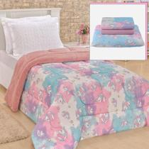 Coordenado Coberdrom Edredom E Lençol Solteiro 4 Peças Unicórnio - Rosa Coordenado Coberdrom Edredom E Lençol Solteiro 4 Peças Unicórnio - Rosa