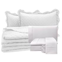 Coordenado Cobre Leito Casal e Lençol Diplomata 7 Peças - Branco - 100% Poliéster Coordenado Cobre Leito Casal e Lençol Diplomata 7 Peças - Branco - 100% Poliéster