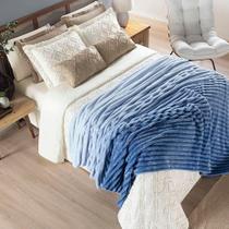 Coordenado Cobre Leito E Cobertor Fluflu Queen Ultrasoft Alto Relevo Dupla Face Lilás 100% Poliéster