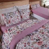 Coordenado Edredom E Lençol King Malha Fio Penteado - Rosê