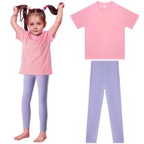 Coordinated Outfit Cuffbow Pink Shirt Purple Leggings 5-6T