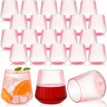 Copas de vino de plástico Suclain rosa con diseño acanalado sin tallo 400 ml x50 Copas de vino de plástico Suclain rosa con diseño acanalado sin tallo 400 ml x50