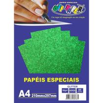 Cópia - Papeis Especiais - Papel A4 Glitter Verde 180G