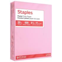 Copie Paper Staples 490935, rosa pastel, 8,5 x 11 polegadas, 20 libras, 500 folhas