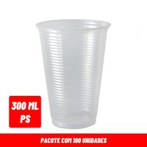 Copo 300ml Transparente PS Descartável 100 Unidades Ideal para Festas, Eventos e Escritórios