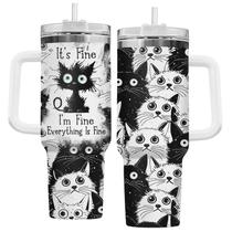 Copo 34HD Funny Black Cat 1182ml Aspirador de Aço Inoxidável