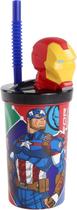 Copo 3d Infantil Canudo Marvel Ironman Avengers 360ml Tuut