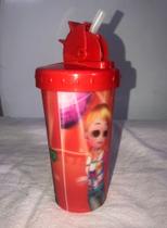 Copo 3d infantil com canudo 300ml