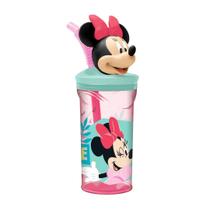 Copo 3D Infantil Com Canudo Minnie Mouse Disney 360ml - Tuut