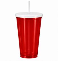 Copo 500ml Com Tampa E Canudo Reutilizável Vermelho Copo 500ml Com Tampa E Canudo Reutilizável Vermelho