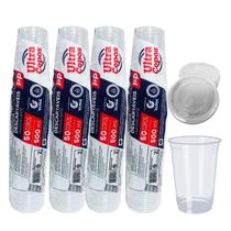 Copo 500ml descartavel c/tampa pp liso 200 unid chopp suco