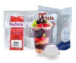 Copo 500Ml Descartável Tampa Bolha Prafesta Para Bebidas 120