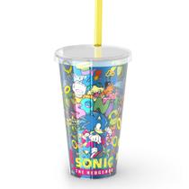 Copo 500ml Sonic - Com Tampa e Canudo