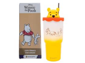Copo Aço Inox 600ml Canudo Urso Pooh Lincenciado Disney Copo Aço Inox 600ml Canudo Urso Pooh Lincenciado Disney