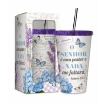 Copo Acrílico com Canudo - O Senhor é o Meu Pastor - Brasfoot